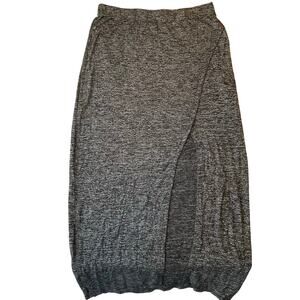 Maurices Women’s Midi Skirt size 0X Front Slit Elastic Waist Stretch Casual Gray